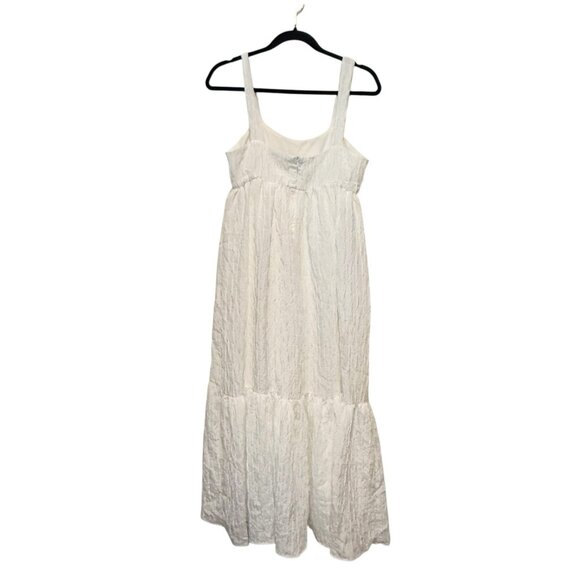 Zara Babydoll Womens Medium Voluminous Textured White Blogger Fav Midi Dress - Picture 4 of 10